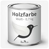 Berico Holzfarbe - Weiss - 0,7 Kg - 4in1 Premium Holzlack inkl. Grundierung & Decklack - Für Innen und Außen - Robust & W