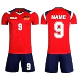 Generisch Personalisierte Fussball Trikots, Neue Fußball Trikot mit Namen Logo Nummer Jungen, Deutschland Fußball Trikot S