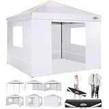 COBIZI Pavillon 3x3 Wasserdicht Stabil Faltpavillon 3x3 Profi mit 4 Seitenteilen Pop Up pavillon Pavillon Faltbar UV-Schutz 50+ Partyzelt für Strand Hochzeit Camping（Weiss）