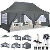 COBIZI Faltpavillon 3X6m Wasserdicht Stabil Pavillon 3x6m, Partyzelt Faltbar Anti-UV mit 6 Seitenwänden, Gartenpavillon für Hochzeiten, Freien, G