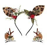 IYOU Rentiergeweih Stirnbänder Braun Hirschgeweih Ohren Haarspangen Party Weihnachten Haarreifen Haarschmuck für Erw