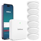 Safeliveo Rauchmelder WLAN Smart Feuermelder Vernetzt Rauchmelder 10 Jahre Batterie 6er Set mit Basisstation, Brandmelder mit 85dB Hörb