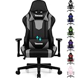 Homimaster Gaming Stuhl, Bürostuhl Ergonomisch mit verstellbare Lendenkissen, Kopfkissen und Armlehnen,Gaming Chair Gepolstert,Gamer Stuhl Wippfunktion,Gaming Stuhl 150 kg Belastbark