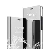 LIUZIHAN Hülle für Xiaomi Redmi A4. Smart Case, Tasche Smart Spiegelüberzug Sleep Flip Leder Tasche Smart Leder Tasche Schutzhülle für Xiaomi Redmi A4.Silb