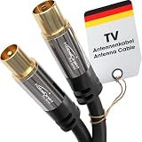KabelDirekt – 4K Antennenkabel, Koaxialkabel, TV Kabel – 7,5m – Fernsehkabel für digitales & analoges TV, Metallstecker – Erhältlich in 0,5-20m (Stecker auf Buchse, für DVB-C/DVB-T/DVB-S, schwarz)
