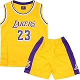 DaceStar Basketball Trikot Kinder Gelb,Basketball Kleidung Kinder Jungs,Basketball Training Jersey Kinder + Basketball Pants Kinder-2 Stücke Basketball Kinder Trikot (S/130)