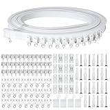 5m Flexible Gardinenschiene Biegbare Vorhangschiene Decken Flexible Vorhangschiene Weiß Vorhang Schienensystem Deckenschiene mit Montage Zubehör für Zimmer, Balkone, Bü
