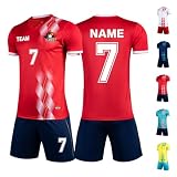 LAIFU Generisch Trikot mit Eigenem Namen & Nummer & Logo,Personalisiert Kinder Trikot,Fußball Trikots Shorts Set für Kinder/Erwachsene,Fussball Jersey Trainingsanzug für Junge H