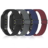 Huamanlou 4 Stück Armband Kompatibel mit Xiaomi Mi Band 7/Mi Band 6/Mi Band 5/Amazfit Band 5 Armband, Weiches Nylon Elastisch Sport Uhrenarmband für Xiaomi Mi Band 7/6/5 Herren D