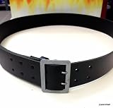 H+DG Gürtel/Leibriemen, schwarz, aus 45 mm breitem schwarzen Kernblankleder mit eingenähter silbergekörnter Zw