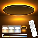 slochi LED Deckenleuchte, 59CM 52W 5200LM Deckenlampe Flach Dimmbar mit Fernbedienung, 1800K Nachtlicht Warm, 3000K-6500K Schlafzimmer Lampe für Schlafzimme Wohnzimmer Kinderzimmer Rund, Weiß