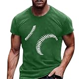 Baseball-Shirts für Herren, kurzärmelig, Rundhalsausschnitt, Grafik-T-Shirts für Vater, Vintage-Stil, klassische Passform, Muskel-Pullover, grün, 4XL