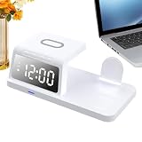 Ladestation für Nachttisch, 4-in-1, kabellos, schnell, mehrere Uhren, Smartphone-Station, für Zuhause, Büro, Alltag, Auto, Reise, Camping, Ab