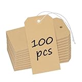 Uniclife 100 Pcs Kraft Tags Blanko Versand Tags 12 cm Kraft hängende Papier Tags große Kennzeichnung Tags beschreibbar Preis Tags Geschenk Tags Inventar Label Tags fü