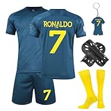 Fußball Trikot Kinder Set, 23/24 Heimtrikots/Auswärtstrikots Trikot Jungen,Fussball T-Shirt Shorts, Football socken, Knieschützer Set und Fußbälle Jersey Schlüsselanhäng