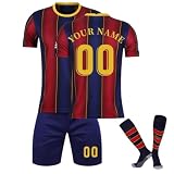 Neues Fussball Trikot Kinder 2024/2025 Trikot Personalisiert Trainingsset mit Namen und Nummer inklusive T-Shirt Shorts Socken Geschenkidee für Jungen und Fußb
