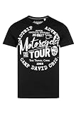 Camp David Herren T-Shirt mit V-Neck und Label Prints Black XL