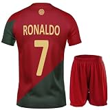 NIHMEX Red Rot #7 Kinder Trikot Fußball Neu Saison, Shorts Geschenk Set Jugendgrößen (Rot,164)