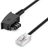 deleyCON 40m Routerkabel TAE-F auf RJ45 (8P2C) Anschlusskabel 99% Kupfer AWG 28 Kompatibel mit DSL ADSL VDSL Fritzbox Internet Router an Telefondose TAE - Schw