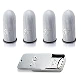 Fleymu Gaming Finger Sleeves 4 Stück mit Metallbox | Schweißfeste & Ultra-empfindliche Daumenhüllen aus Glas-Silber-Faser | Atmungsaktive Fingerhandschuhe für Gaming-Telefon & Controller (Schwarz)