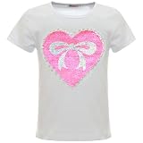 BEZLIT Mädchen Wende-Pailletten Herz Schleife T-Shirt Outfit Oberteile 22534 Weiß Größe 152