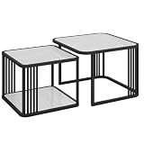 FXLUHAY Couchtisch-Set, quadratischer Couchtisch mit Nesting-Design, doppelschichtiges Aufbewahrungsdesign, Keine Montage erforderlich, for Wohnzimmer-Balkon(Black,27in+24in)