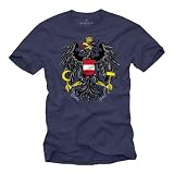 MAKAYA Österreich T-Shirt Herren Adler Wappen Flagge Fußball Trikot EM WM Österreichische Fahne Blau XXL