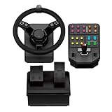 Logitech G Saitek Farm Sim Controller, Farming Simulator Bundle bestehend aus Lenkrad, Steuerkonsole, Gas- und Bremspedal, 900° Lenkbereich, 38+ Tasten, USB-Anschluss, PC/Mac - Schw