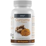 Exvital Curcuma + Bioperin ® - Curcumin hochdosiert, 1500 mg, 90 Kapseln, 1er Pack (1 x 72 g)
