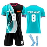 Generisch Personalisierte Trikot Kinder, Neue Fußball Trikot mit eigenem Namen Nummer und Logo Jungen Shorts Socken S