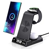 Induktive Ladestation für Samsung S25 Ultra, 3 in 1 Wireless Charger für Samsung Galaxy Watch 8/Ultra/7/6, Kabelloses Ladegerät für Galaxy S25/S24/S23/Z Flip 7/Fold 6, Galaxy Buds 3/3 Pro(No Adapter)