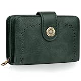 TEUEN Geldbeutel Damen Große Kapazität PU Leder Vintage Portemonnaie Brieftasche Geldbörse Mittelgroß mit RFID-Blockierung und Mehreren Fächern F