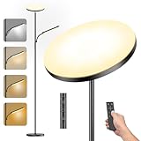 Stehlampe Wohnzimmer, 42W Deckenfluter mit Leselampe, 4200LM LED Stehlampe Dimmbar mit 2700K-6500K Farbtemperatu, Moderne Standleuchte mit Fernbedienung & Touch-Steuerung für Wohnzimmer S
