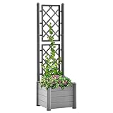 Pflanzkübel mit Spalier, ShGaxin Pflanzkübel Mit Rankgitter, Blumenkasten Mit Rankgitter, Spalier, Pflanzkasten, Pflanzgefäß, 43x43x142 cm PP Steingrü