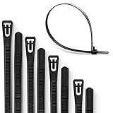 Meccion Wiederverwendbarer Kabelbinder 100 Stück UV-Beständig Starkes Nylon Wiederlösbar Kabelbinder mit 50 kg Zugfestigkeit (250mm x 4.8mm, Schwarz)