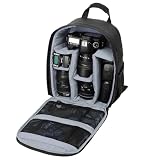 Genérico Rucksack für DSLR-Kamera, Organizer-Tasche für Spiegelkameras, verstellbar, Unisex, für Jugendliche und Sportler, mit Fächern, grau, Consulte la descripció