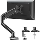 ELIVED 1 Monitor Halterung für 13-32' Bildschirme bis zu 9kg mit VESA 75/100mm, Gasdruckfeder PC Monitor Tischhatlerung, 135° Neigbar, 180° Schwenkbar, 360° Drehbar, Höhenverstellbar Monitorhalterung