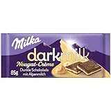 Milka Dark Milk – Dunkle Alpenmilch-Schokolade mit cremiger Nougat-Crème-Füllung – 85g