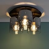 Lightbox Deckenlampe | Ø 35 cm | schwarz/rauchglas | 3x A60, geeignet .f. Normallampen nicht enthalten | Für LED-Leuchtmittel geeignet | Dimmbar bei Verwendung geeigneter L