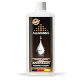 Allmanns Isopropanol 99,9% IPA | 500ml Reinigungsalkohol für Haushalt, Industrie & Elektronik - Medizinischer reiner Alkohol - Hochprozentiger Isopropylalk