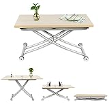 JEFFORDOUTLET Höhenverstellbarer Couchtisch, 3-in-1 ausziehbarer platzsparender Esstisch für Esszimmer, Wohnzimmer und mehr (Aktualisiertes Holzmaserung)