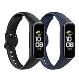 MoKo 2 Stück Armband Kompatibel mit Samsung Galaxy Fit 2, Weiches TPE Ersatzarmband Uhrenarmband Sportarmband für Damen Herren, Schwarz/Dunkelb