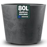 Kreher XXL Pflanzkübel Millennium mit rollbarer Plattform und einem Volumen von 80 Liter! Tolle Naturstein Optik in Braun oder Anthrazit! Maße: 59 x 49 cm (ØxH) (Anthrazit)