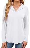 Neineiwu Damen Elegantes Longshirt V-Ausschnitt Poloshirt Lässige Oberteile D