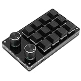 Tomvorks Makro-Mechanische Tastatur, 12-Tasten-Multifunktions-DIY-programmierbare Tastatur, USB, für Büro-Gaming-Labor, Acryl, Grün, 132 X 77 X 38 Mm (Schwarz)