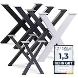 HOLZBRINK Tischbeine Metall Schwarz X-Form | Design Tischkufen/Tischgestell für Couchtisch, Esstisch, Schreibtisch, Sitzbank | 1 Stück Möbelfüße 60x72