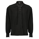 QVNXVO Mittelalter kleidung Herren mode Retro Performance Piratenhemd Oberteil mit Schnürung