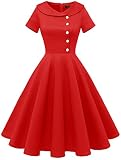 Wedtrend Rotes Kleid Damen Rockabilly Kleid Damen Swing Kleid A Linie Petticoat Kleid Rot WTP20007 Red S