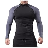 Yusealia Langarm Sportshirt Herren Stehkragen Training Shirt Elastizität Laufshirt Schnelltrocknend Fitness Tshirt Enge Sweatshirt Gym Funktionsunterwäsche Sommer Komp