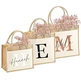 Nachhaltige Jute-Tasche mit deinem Name & Initial personalisiert | Geschenkidee Geschenk-Tasche Jute-Beutel Einkaufstasche aus Jute und Baumwolle (S)